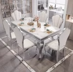 Marble Luxury Dining Table Unique Gold Individual White Italian Dining Table Rectangular Design Mesa Comedor Home Furniture - Image 8