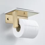 White Marble Bathroom Tissue Holder Wall Mounted Roll Holder Phone Holder 304 Stainless Steel Brushed Gold Bathroom Storage Rack - Image 2