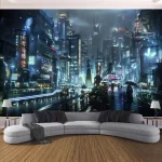 Cyberpunk Future Steam City Home Tapestry Art Wall Hanging Psychedelic Galaxy Hippie Retro Anime  Background Decoration - Image 8
