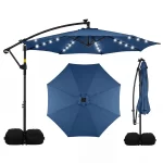 10ft Solar Patio Umbrella with Base Included, Offset Cantilever Outdoor Umbrella with 32 LED Lights, Infinite Tilt,  Customized - Image 8