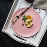 4 Sizes Matte Pink Plates Dinnerware Dishes for Serving Modern Plate Sets Dinner Set Japanese Tableware Plates Food Bone China