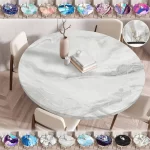 2025 New Round Marble Tablecloth with Exquisite Pattern Elastic Edge Design Waterproof Washable Round Table Cushion TableDecor