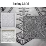 DIY Antique Flower Concrete Brick Mold Plastic Paving Mould Reusable Cement Floor Tile Wall Stone Form for Garden Patio Decor