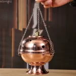 Hanging Incense Burner Red Copper Zen Engraved Stupa Aromatherapy Stove Meditation Smoke Furnace Orientale Altars Decorative - Image 2