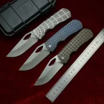 LEMIFSHE Made Dixon Titanium Handle 154CM Ceramic Bearing Pocket EDC Tool Kitchenware Fish Hunting Camping Outdoor Folding Knife