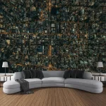 Night city landscape tapestry, hippie wall hanging, dreamy home wall decoration, bedroom room party decoration, background cloth - Image 6
