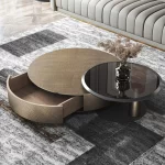 Designer Stainless Coffee Tables European Luxury Round Tea Table Living Room Furniture Italian Tempered Glass Furniture Home - Image 4