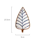 Japanese Ceramic Appetizer Serving Plates Set Hand-painted Underglaze Leaf Design Sauce Dishes for Sushi Salads and Condiments - Image 9