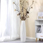 White Tall Floor Vase, 24" Ceramic Large Vase, Decorative Flower Vases - Image 2