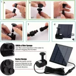 Solar Fountain with 6 Nozzles - 1.4W Solar Panel Floating Water Pump for Bird Baths, Pools, Garden DIY Waterfall Yard Decor - Image 4