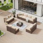 Aoxun 6/7/8/11 Piece Patio Furniture Set Wicker Rattan Outdoor Sectional Sofa Set with Coffee Table - Image 18
