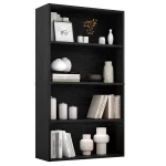 JHK 3-4 Tier Wooden Shelf Bookcase Tall Floor Standing Open Bookshelf for Living Room and Home Office Personalized Storage - Image 6
