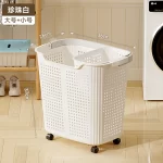 Laundry Hamper With Wheels And Lid Large Capacity Clothes Basket For Bathroom Storage Organizer For Family Kids Dorm Gift - Image 7