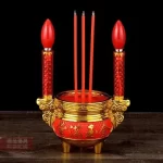 Plastic Offering Buddha Simulated Candlestick, Home Offering Incense Burner, God of Wealth Candle Holder - Image 7