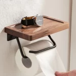 Black Walnut Toilet Paper Holder Wood PaperTowel Rack Bathroom Storage Rack Roll Tissue Holders Wooden Wall Hanging Paper Shelf - Image 2