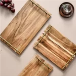 Kitchen Tray for Serving Food Trays for Desserts Dessert Tray With Handles Wooden Serve Storage Coffee Fruit Snack Drink Sweets
