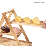 Wooden Three-Layer Serving Trays, Cupcake Stand, Fruit Cake Stand, Dessert Serving Tray, Detachable Rectangle Platter, 3 Tiered - Image 5