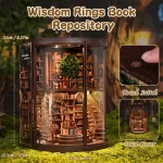 DIY Smart Tree Ring Bookshelf Book Stand Handmade Assembly Wooden Miniature Model DIY Assembly Toy - Image 3