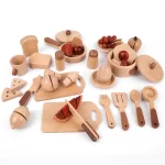 Natural Wood Children's Preschool Toys Fruits And Vegetables Simulation Play House Kitchenware Cognitive Wooden Model Toys - Image 4