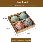 Wooden Tea Cooking Tray Utensils Nine Grids Hot Pot Restaurant Sauce Dish Fruit Platter Four  Grids Ceramic Dishware - Image 9