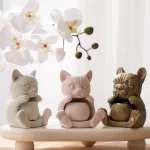 Hollow Cat Soy Wax Silicone Mold Candle Jar Concrete Plaster Candlestick Mold French Bulldog Puppy Candle Holder Silicone Mould - Image 4