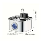 3.2L/108oz Wireless Charging Sensor Cat Water Feeder Stainless Steel Cat Dog Water Fountain Silent Water Level Window No Plug - Image 2