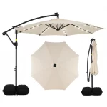 10ft Solar Patio Umbrella with Base Included, Offset Cantilever Outdoor Umbrella with 32 LED Lights, Infinite Tilt,  Customized - Image 2
