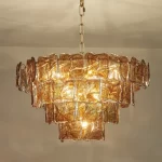 Post-modern Luxury Ceiling Chandeliers Vintage Amber/blue Glass LED Pendant Lights Living Dining Room Home Decor Hanging Lamps
