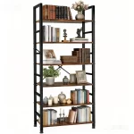 6 Tier Bookshelf, 72'' Tall Bookcase, Book Storage Shelves, Wood Book Shelf Organizer for Bedroom, Living Room and Home Office,