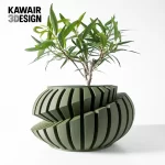 Eco-Friendly 3D Printed Flower Pot Irregular Geometric plant pot with Textured Lines for Tabletop Decor & Sustainable Gift