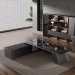 Space Saving Modern Office Desk Storage Executive Computer Office Desk Minimalist Lshaped Escritorio Oficina Office Furniture