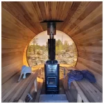 Fas Sauna Solid Wood Garden Panoramic Barrel Outdoor Sauna with Wood Stove - Image 3
