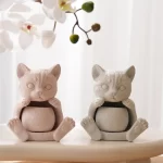 Hollow Cat Soy Wax Silicone Mold Candle Jar Concrete Plaster Candlestick Mold French Bulldog Puppy Candle Holder Silicone Mould - Image 3