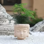 Buddha Head Statue Small Plant Pot Resin Succulent Planter Garden Pots Ornamental Figurines for Home Office Tabletop Decoration - Image 4