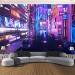 Cyberpunk Future Steam City Home Tapestry Art Wall Hanging Psychedelic Galaxy Hippie Retro Anime  Background Decoration - Image 7