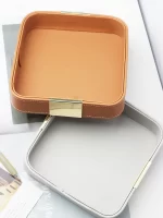 Fashion Leather Storage Box Home Living Room Bedroom Office Desktop Keys Cosmetics Lipstick Accessories Sundries Storage Tray - Image 3