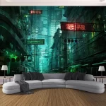 Cyberpunk Future Steam City Home Tapestry Art Wall Hanging Psychedelic Galaxy Hippie Retro Anime  Background Decoration - Image 11