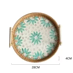 Rattan Tray Plates Afternoon Tea Tray for Serving Food Trays to Serve Food Plate Snack Dish Dessert Fruit Dry Sweets Cake Home - Image 22