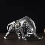 Vilead Steampunk Bull Statues Resin Animal Figurines Decor Living Room Sculpture Office Desk Interior Decoration Accessories Art
