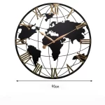 Round Silent Non-Ticking Battery Operated Wall Clocks 60/75/90cm Large Map Wall Clock Metal Minimalist Clock for Living Room - Image 9