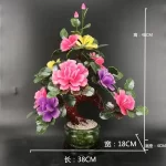 Creative Jade Simulation Peony Flower Ornaments Fake Flower Bonsai Living Room Decoration Table Decor Crafts Home Accessories - Image 14