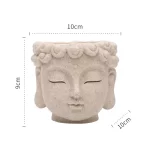 Buddha Head Statue Small Plant Pot Resin Succulent Planter Garden Pots Ornamental Figurines for Home Office Tabletop Decoration - Image 7