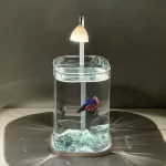 Glass Mini Fish Tank With Ice Crystals And Pearl Rhinestone Desktop Eco Betta Aquarium Complete Set For Home Table Decor Gift - Image 5