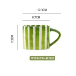 European Striped Ceramic Coffee Cup Saucer Modern Breakfast Dessert Plate Tea Cup Decorative Art Striped Coffee Cup 200 Ml Decor - Image 24