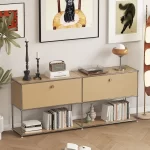 Vintage Module Sideboard Living Room Storage Cabinet Wood Bedroom Stainless Steel Metal Frame Storage Customizable TV Cabinet - Image 5