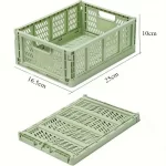 7pcs Green Folding Plastic Storage Baskets Set with Handles Desktop Foldable Pantry Organizer Bins Space Saving and Stackable - Image 5