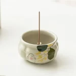 Emerald Green Asparagus Fern Three-Legged Incense Burner Home Indoor Chinese Zen Tea Set Ceramic Aromatherapy Stove Tea Ceremony - Image 3