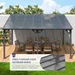 10x14 FT Lean to Gazebo, Pergolas and Gazebos Clearance, Awnings for Patio Covers for Shade and Rain Outdoor Gazebo for Patios - Image 4