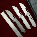 LEMIFSHE New Neutralizer  Titanium Handle Ceramic Bearing Pocket EDC Tool Kitchenware Hunt Camping 154CM Outdoor Folding Knife