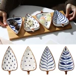 Japanese Ceramic Appetizer Serving Plates Set Hand-painted Underglaze Leaf Design Sauce Dishes for Sushi Salads and Condiments - Image 2